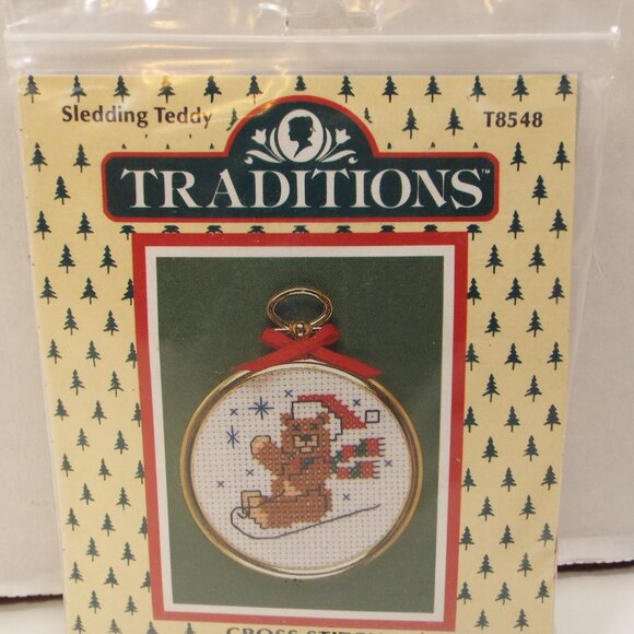Traditions Counted Cross Stitch Kits –2 Pack- SLEDDING TEDDY & POINSETTA Set - Picture 16 of 16